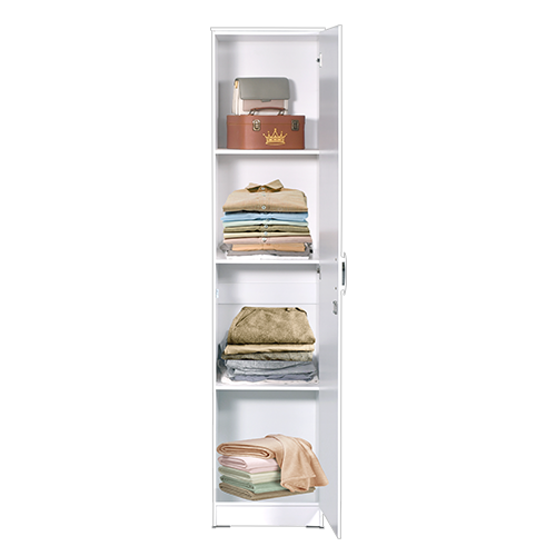 WARDROBE DOMINIC 1 DOOR WITH 4 RACK WHITE