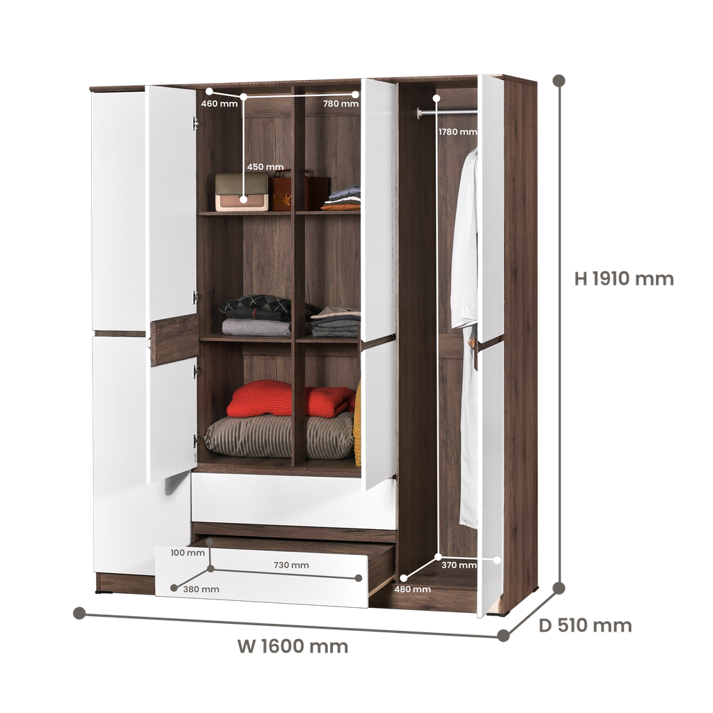 LEMARI PAKAIAN LARGE SANTORINI SONOMA OAK BROWN