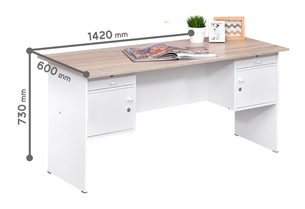 OFFICE DESK 0201 SONOMA OAK LIGHT / WHITE