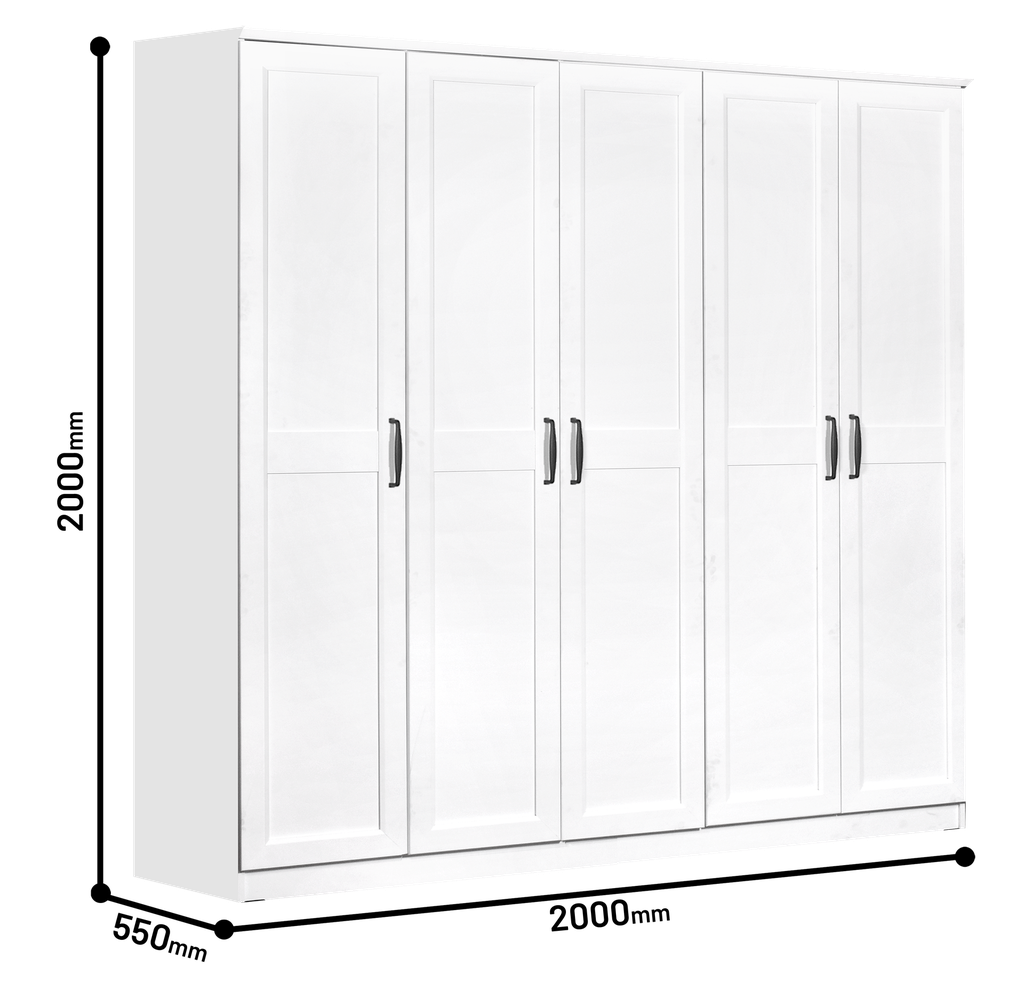 WARDROBE LAVENDER 5 DOORS WHITE