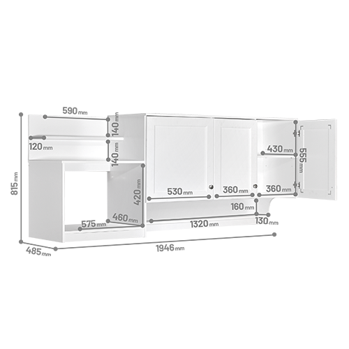 KITCHEN SET ATAS 3 PINTU LAVENDER 3D-M WHITE