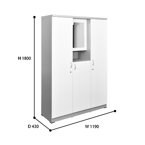 LEMARI PAKAIAN 3 PINTU WHITE BODY GREY