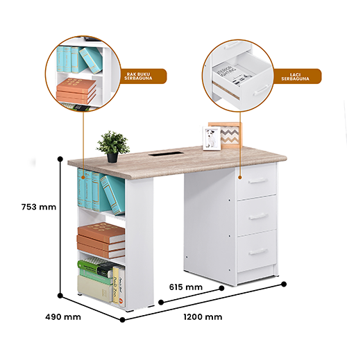 OFFICE DESK RK 12050 SONOMA OAK LIGHT