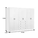 WARDROBE LAVENDER 7 DOORS 4 DRAWER WHITE