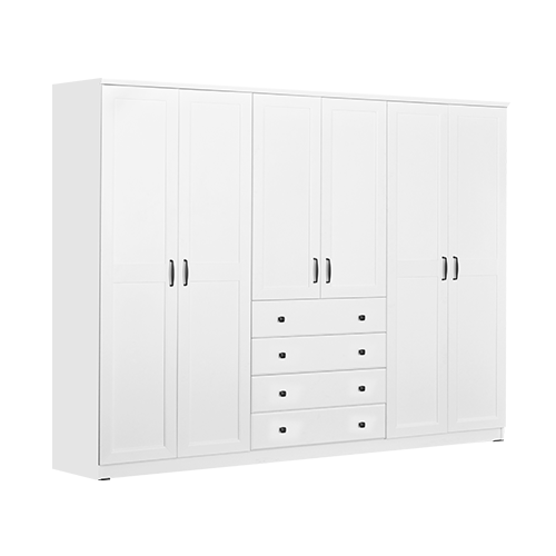 WARDROBE LAVENDER 7 DOORS 4 DRAWER WHITE