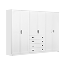 WARDROBE LAVENDER 7 DOORS 4 DRAWER WHITE