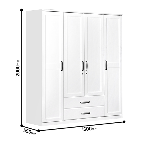 WARDROBE LAVENDER 4 DOORS WHITE