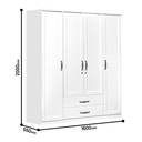 WARDROBE LAVENDER 4 DOORS WHITE