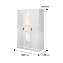 STEEL SLIDING WARDROBE 3 DOOR VIRGINIA WHITE