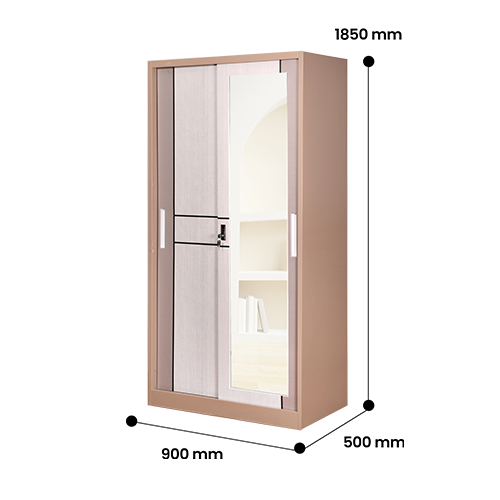 STEEL SLIDING WARDROBE 2 DOOR SL90BB BROWN