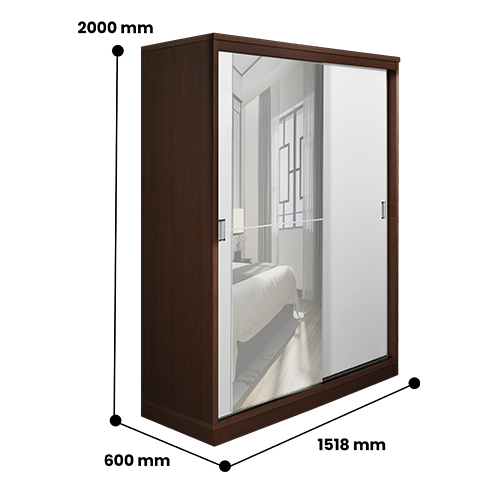WARDROBE SLIDING MILANO BROWN TEAK