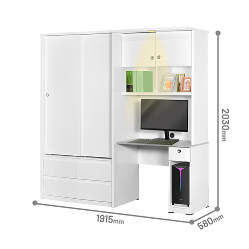 WARDROBE STUDY DESK WHITE