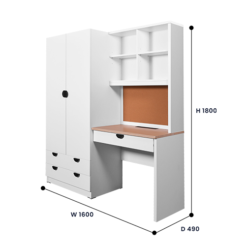 WARDROBE STUDY DESK WYNN 002 WHITE