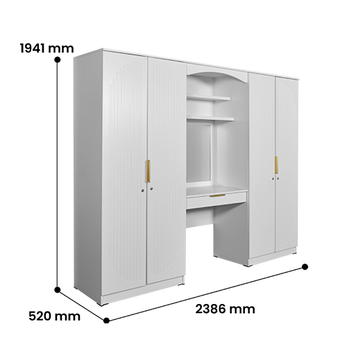 WARDROBE DRESSING TABLE NEVA WHITE