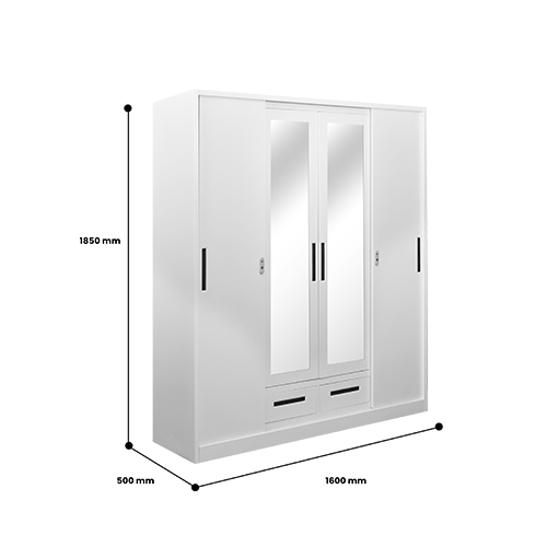 STEEL XR SLIDING WARDROBE 4 DOOR WHITE