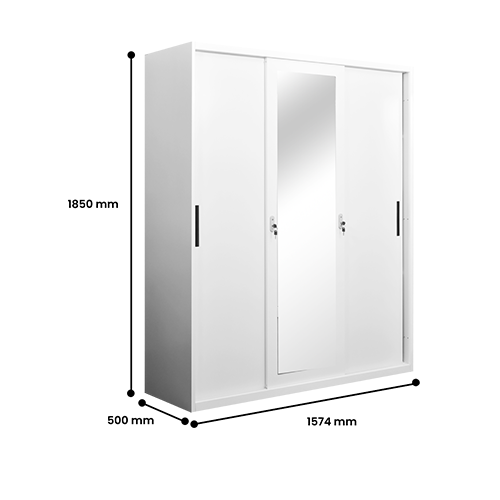 STEEL HBW 112 SLIDING WARDROBE 3 DOOR WHITE