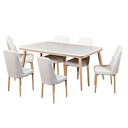 MARBLE DINING SET C17-753+ 6 CHAIRS BEIGE