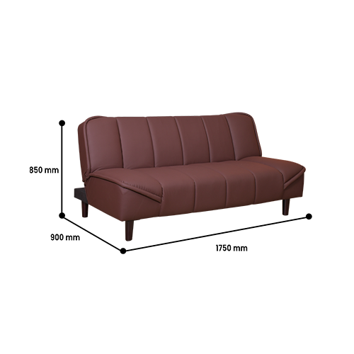 SOFA BED LONDON LTHR 23 BROWN
