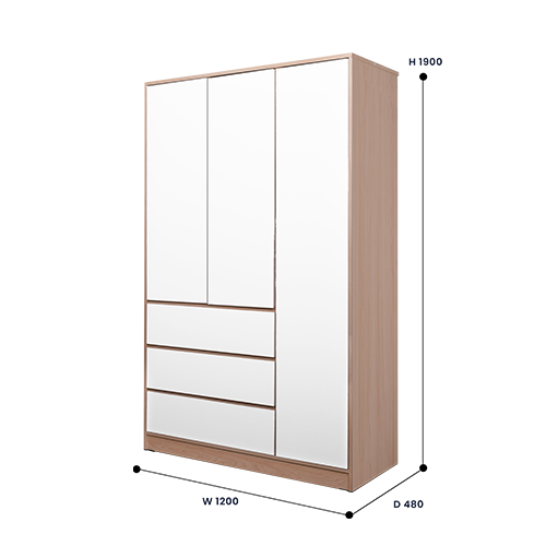 WARDROBE GARVIN THREE DOORS NATURAL