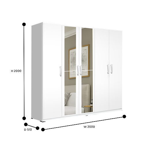 WARDROBE 5 DOORS WHITE