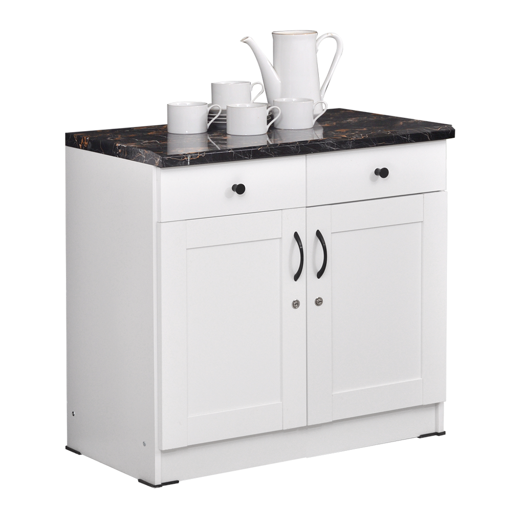 KITCHEN SET BAWAH 2 PINTU 0141 WHITE (DM BLACK MARBLE)