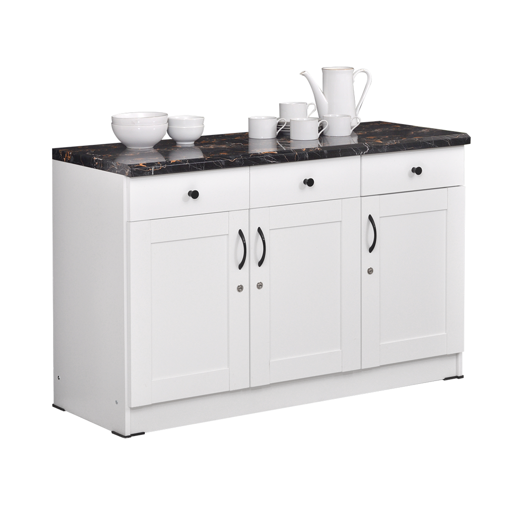 KITCHEN SET BAWAH 3 PINTU 0141 WHITE (DM BLACK MARBLE))
