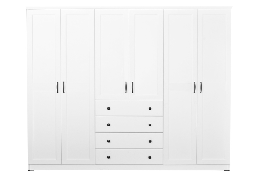 WARDROBE LAVENDER 7 DOORS 4 DRAWER WHITE