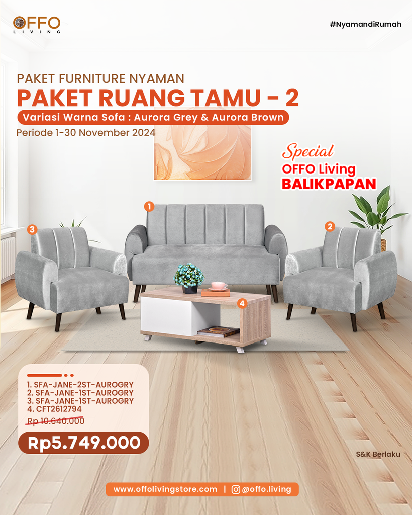 PAKET RUANG TAMU 2 A GREY REG 3