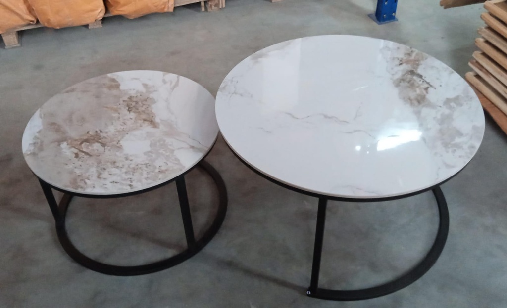 COFFEE TABLE 8060 DIA80+DIA60CM WHITE