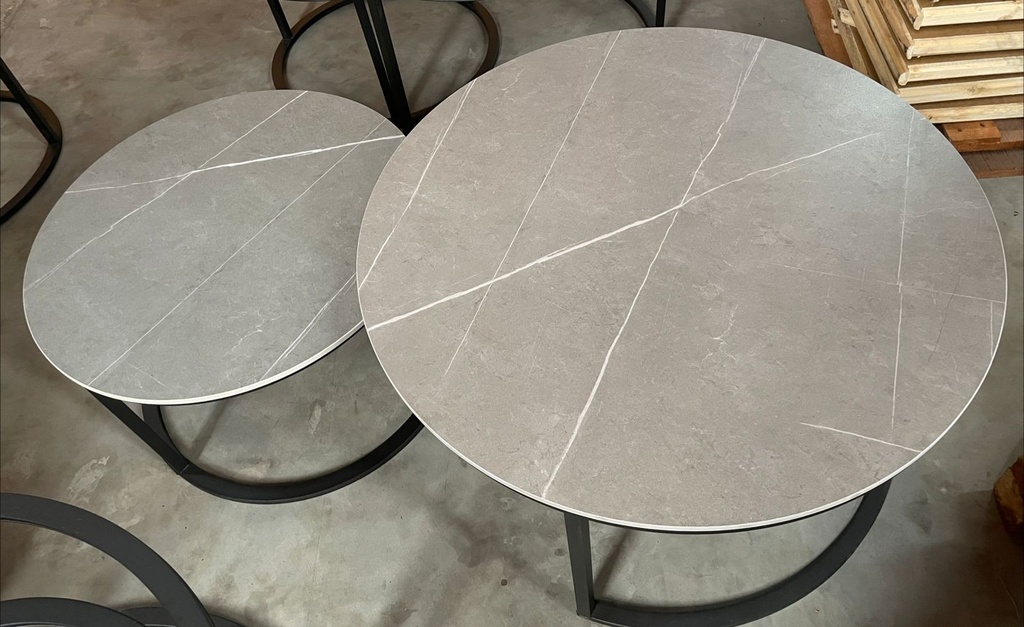 COFFEE TABLE 8060 DIA80+DIA60CM GREY