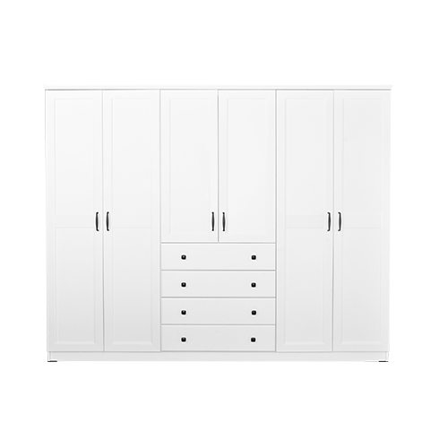 WARDROBE LAVENDER 6 DOORS 4 DRAWER WHITE
