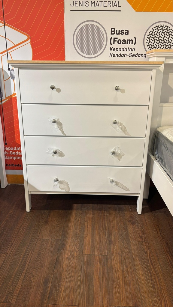 TALLBOY ALBA 4 DRAWER WHITE