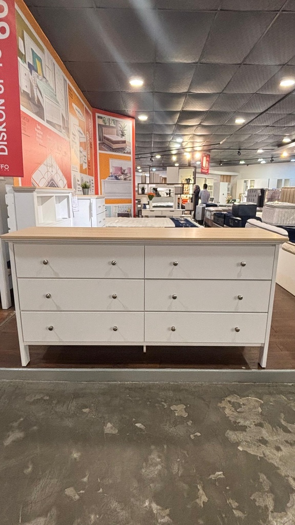 TALLBOY ALBA 6 DRAWER WHITE