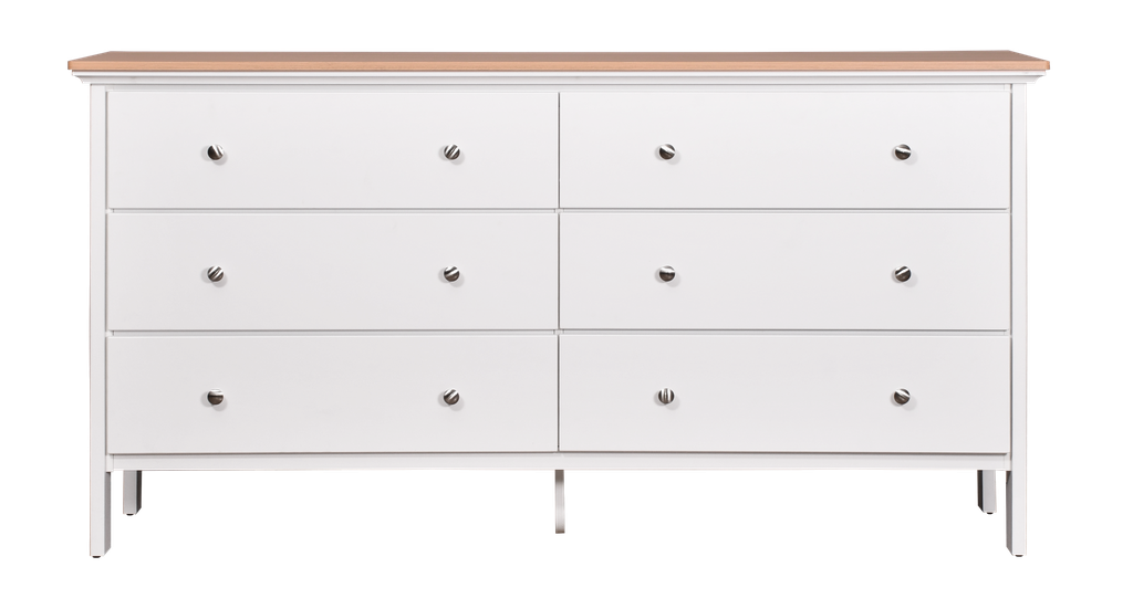 TALLBOY ALBA 6 DRAWER WHITE