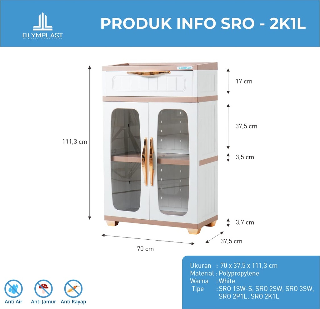 SHOE RACK 2K1L WHITE