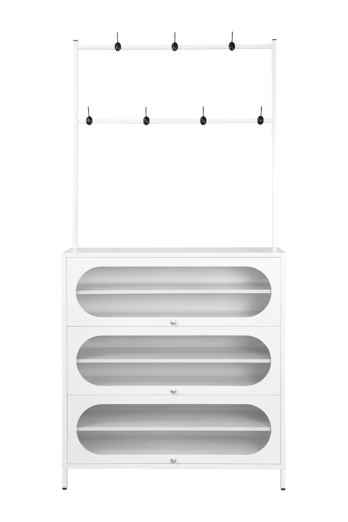 SHOE CABINET WITH CLOTHES HANGER NFH-HBMSC101 WHITE