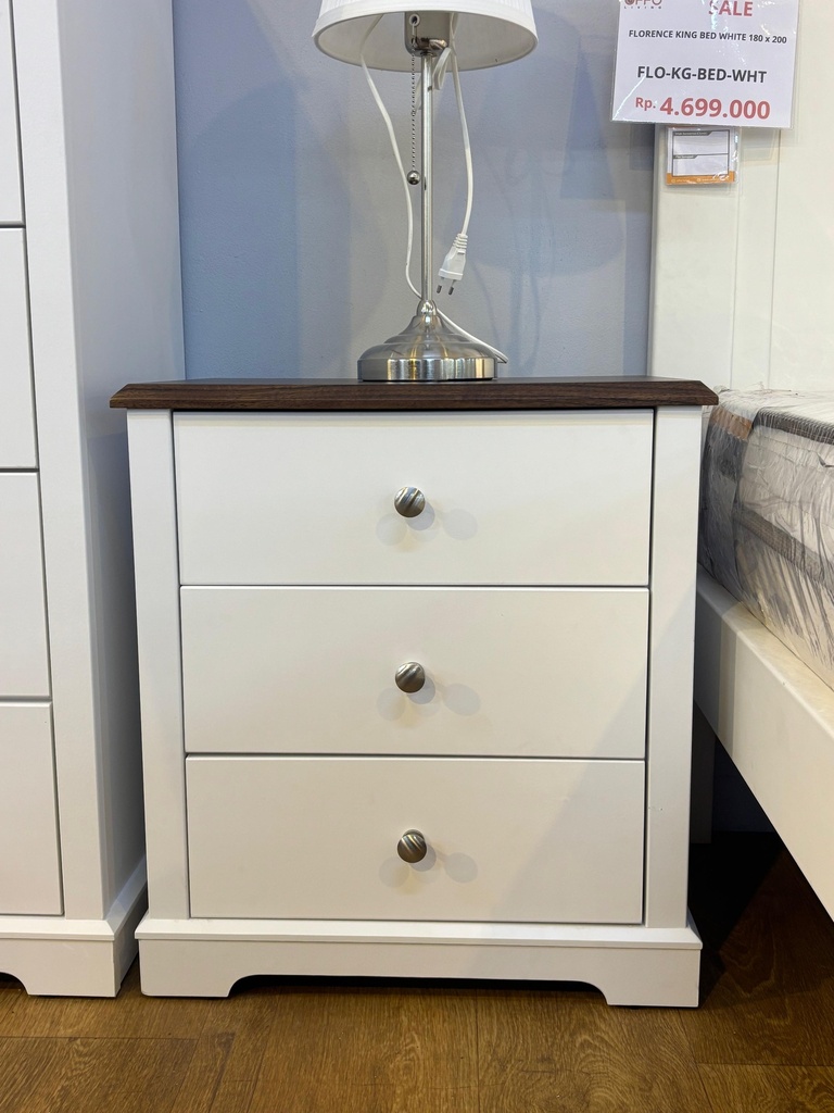FLORENCE BEDSIDE 3 DRAWER WHITE