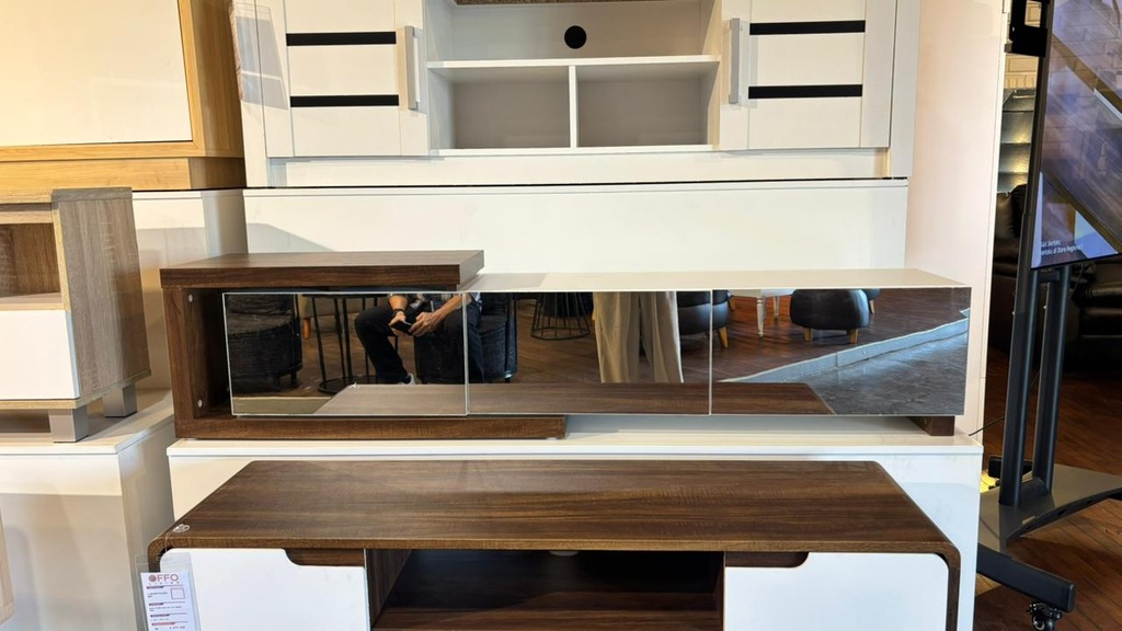 AUDIO VIDEO RACK HAGEN 1800 3 DOOR BROWN TEAK