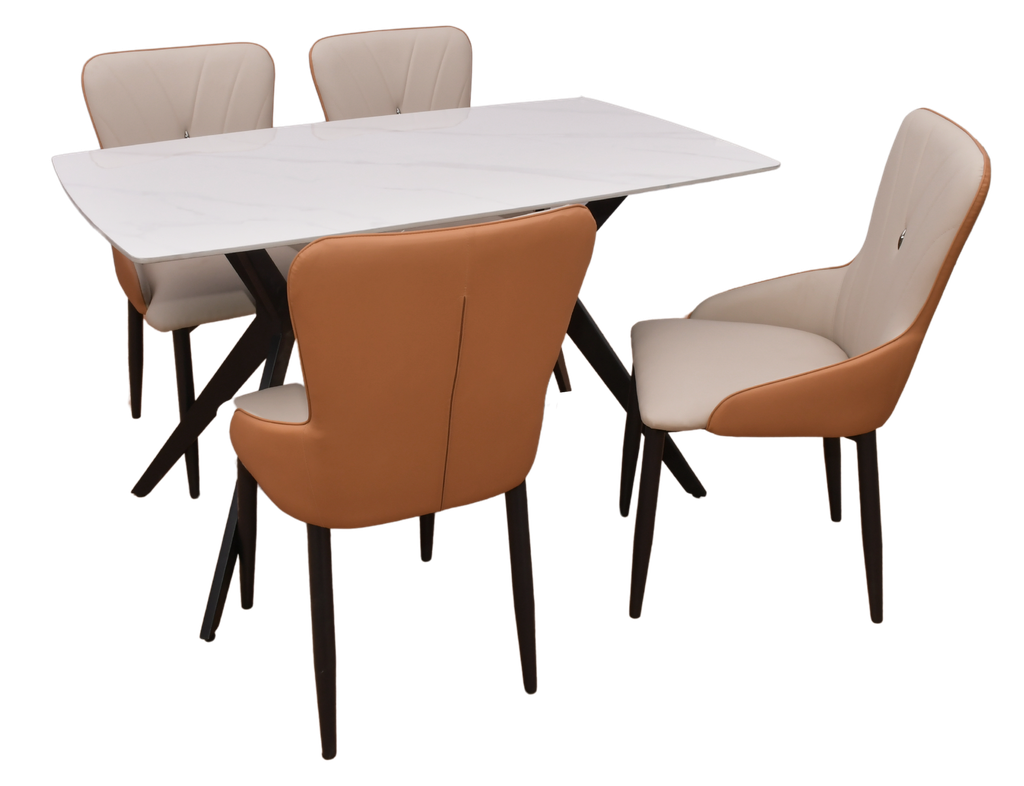 DINING SET 102-A51 WHITE 4 SEATER WHITE