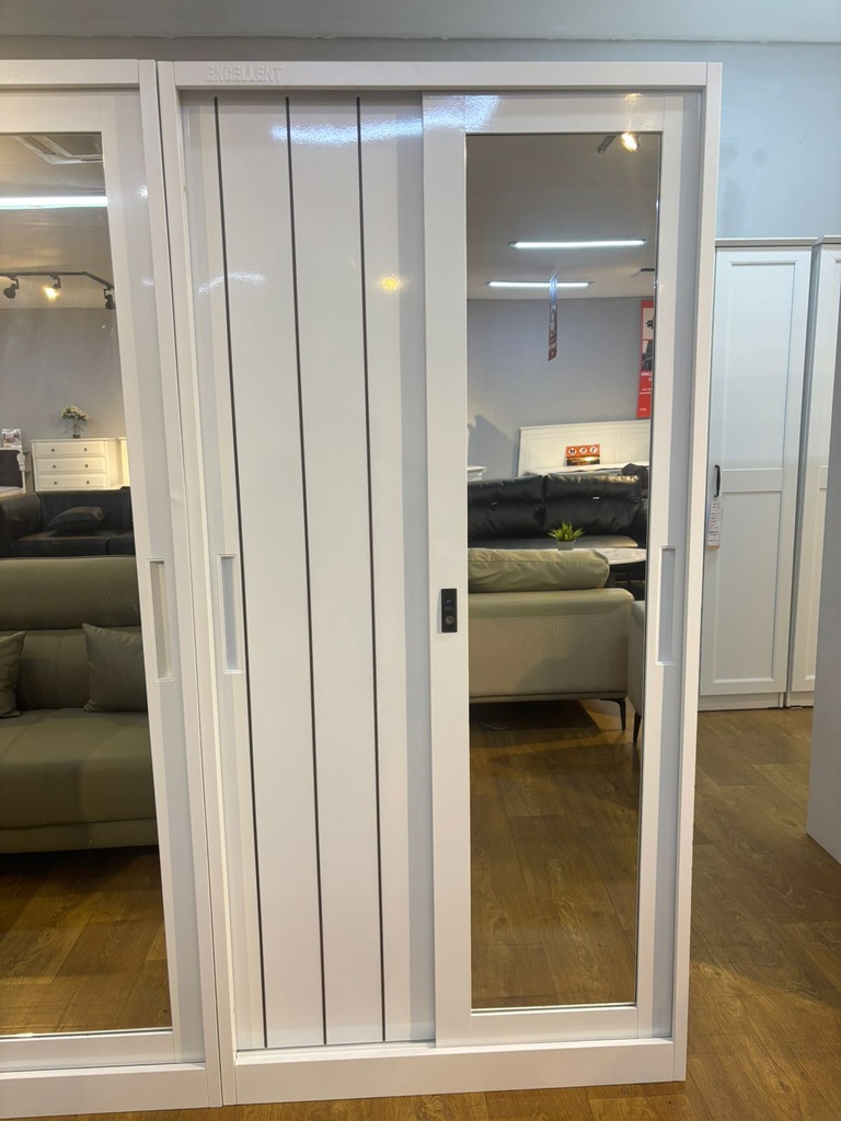 STEEL SLIDING WARDROBE 2 DOORS 90 SL DIXON WHITE