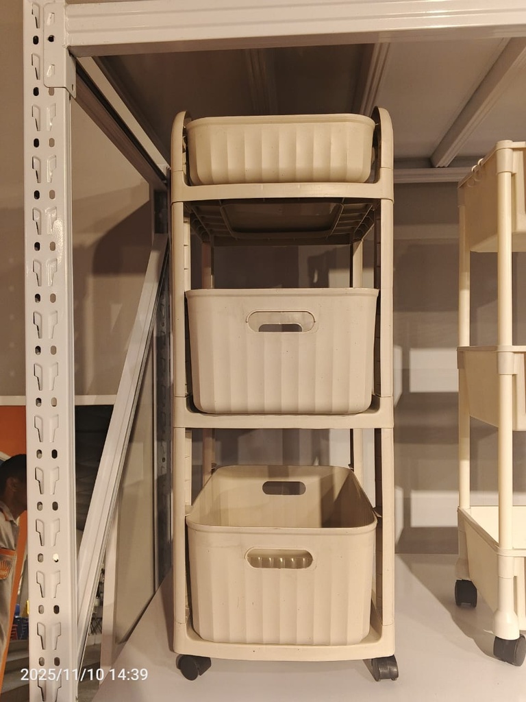 TROLLY PLASTIK 3 SUSUN CREAM 