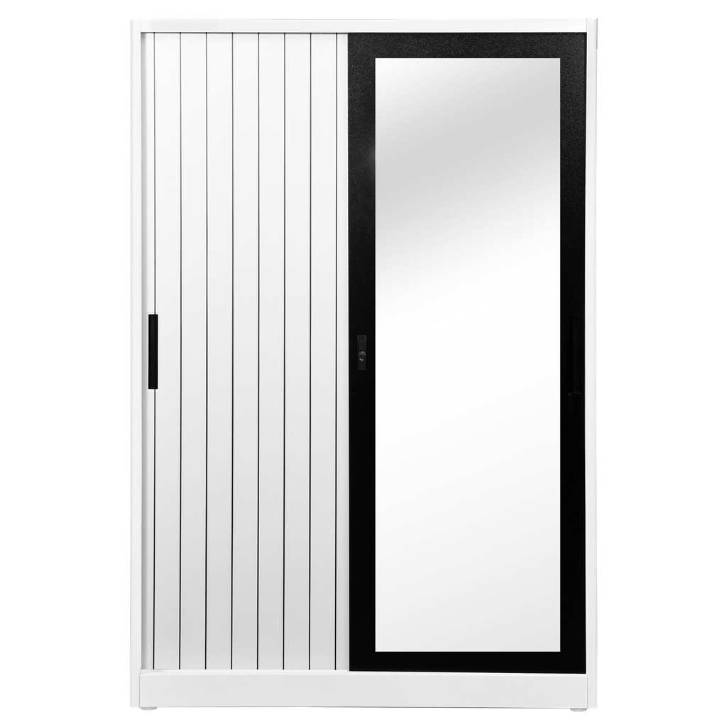 STEEL SLIDING WARDROBE  2 DOORS 120 SL DIXON WHITE FRAME BLACK