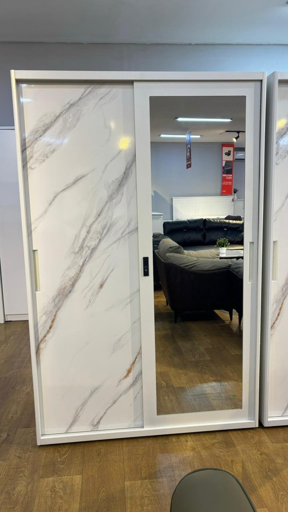 STEEL SLIDING WARDROBE 2 DOORS SL1-120M MARBLE WHITE