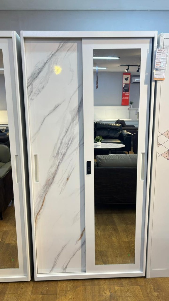 STEEL SLIDING WARDROBE 2 DOORS SL1-90M MARBLE WHITE