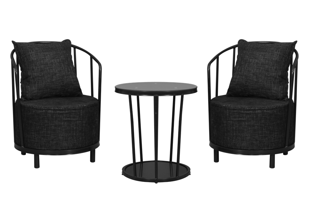 COFFEE TABLE A02 + 2 CHAIR BLACK