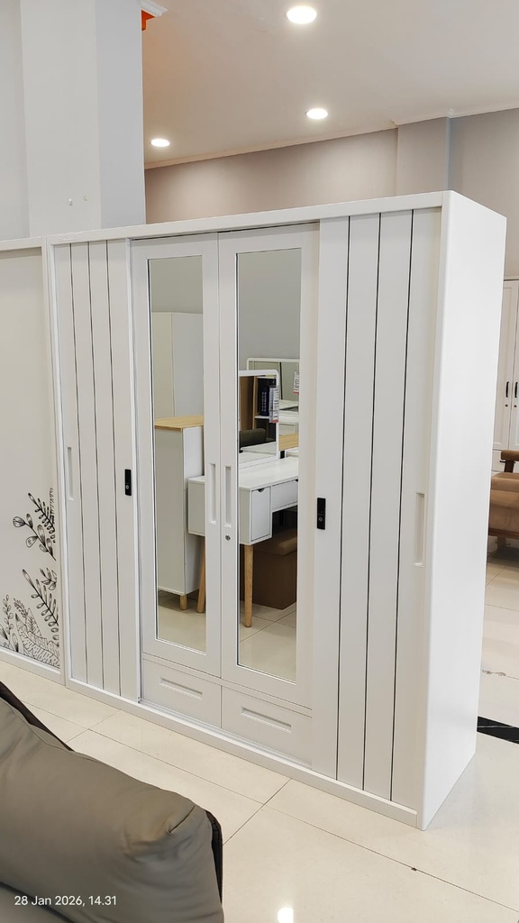 STEEL SLIDING WARDROBE 4 DOORS 160 XR DIXON WHITE