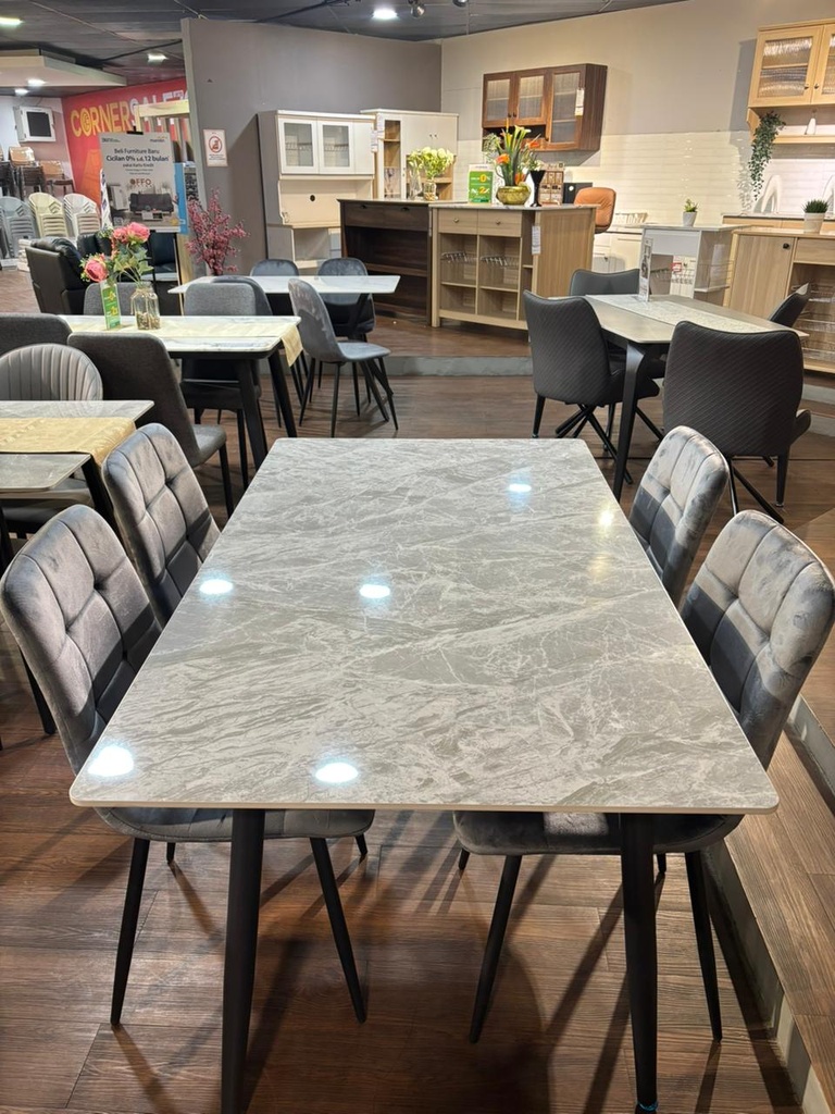 DINING SET KJT6070 4 SEATER MC47 140*80CM GREY