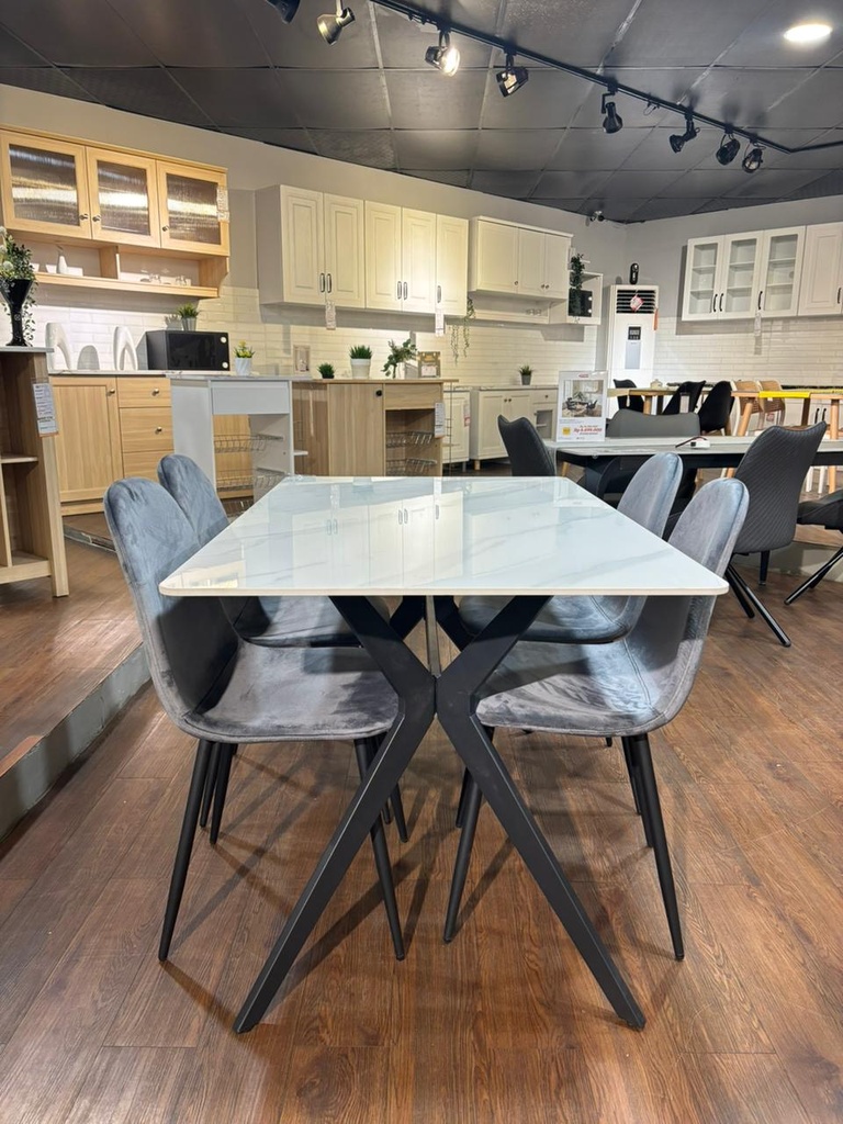 DINING SET KJT6069 4 SEATER J933 130*80CM WHITE