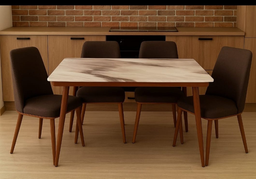 DINING SET SCORIA 4 SEATER COFFEE