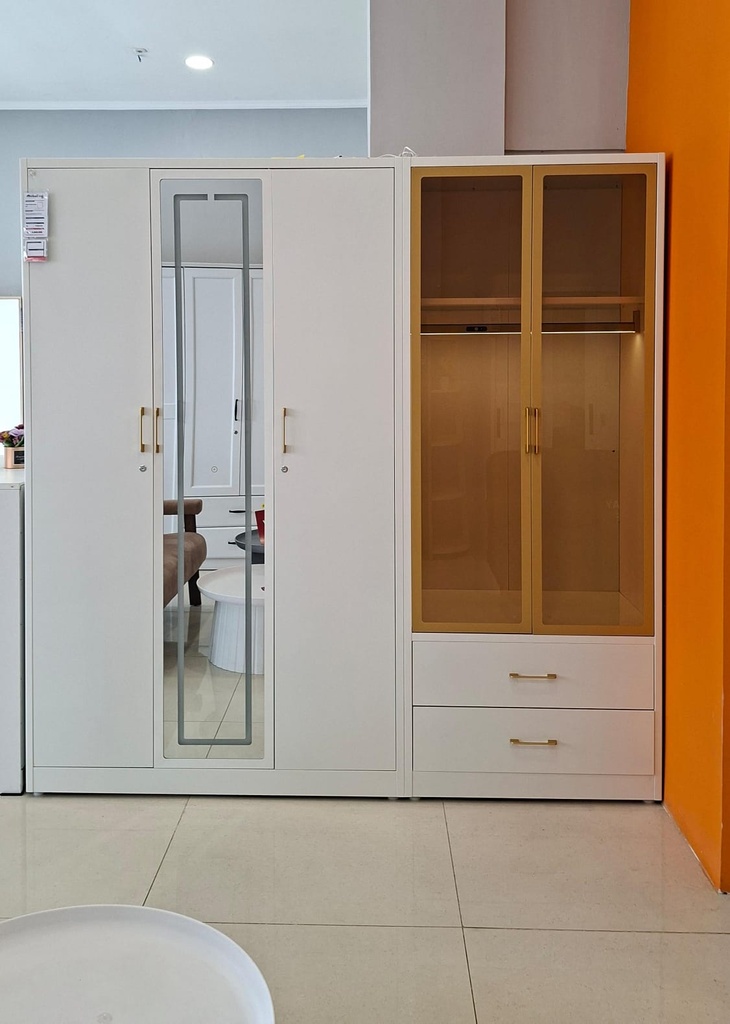 STEEL XR SLIDING WARDROBE 5 DOOR WHITE
